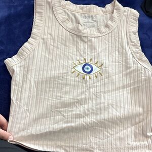 SHEIN Beige Tank Top with Eye Motif